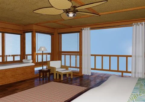 3D Rendering Resort Room Stock Illustration
