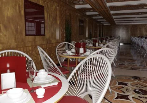 3D Rendering Restaurant Interior Ilustración de archivo