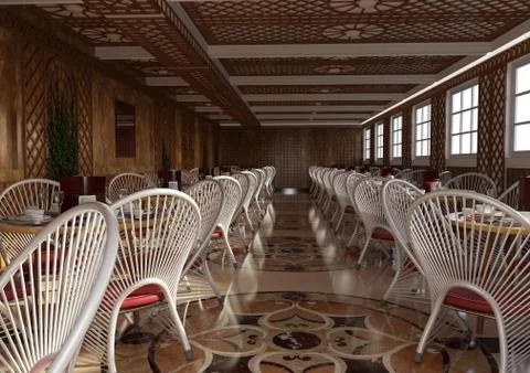 3D Rendering Restaurant Interior Stock Illustration