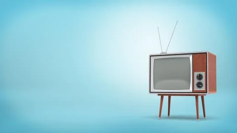 3d rendering a retro TV set with a long antenna and a blank screen stands on a Stock-Illustration