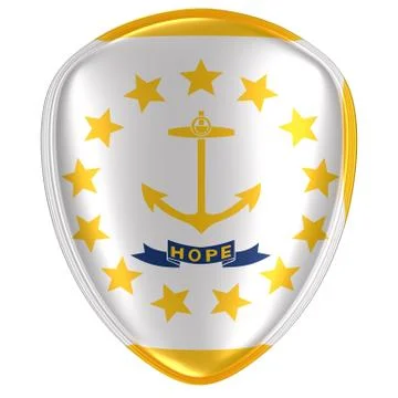 3d rendering of a Rhode Island USA State flag icon. Stock Illustration