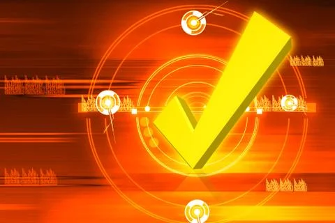 3d rendering right symbol in digital color background Stock Illustration