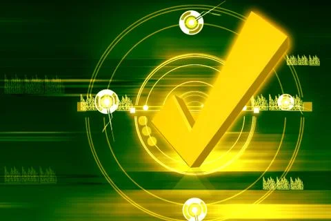 3d rendering right symbol in digital color background Stock Illustration