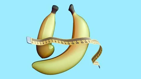 3D rendering of ripe yellow bananas wrapped by a flexible measuring tape Stock Illustration