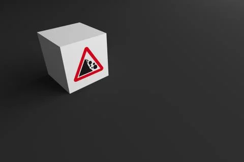 3D RENDERING OF ROAD SIGN ON WHITE BLOCK Stock Illustration