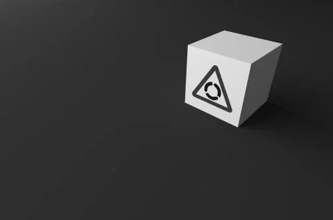 3D RENDERING OF ROAD SIGN ON WHITE BLOCK Ilustração Stock