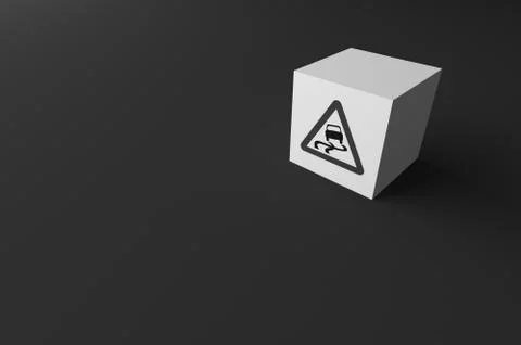 3D RENDERING OF ROAD SIGN ON WHITE BLOCK Stock Illustration