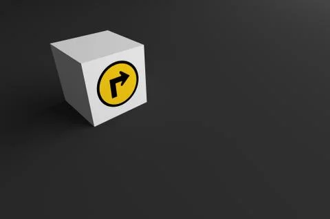 3D RENDERING OF ROAD SIGN ON WHITE BLOCK Ilustração Stock