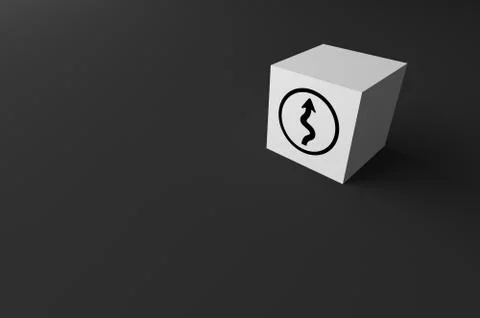 3D RENDERING OF ROAD SIGN ON WHITE BLOCK Ilustração Stock