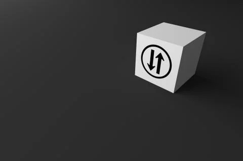 3D RENDERING OF ROAD SIGN ON WHITE BLOCK Ilustração Stock