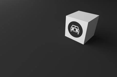 3D RENDERING OF ROAD SIGN ON WHITE CUBE Stock Illustration