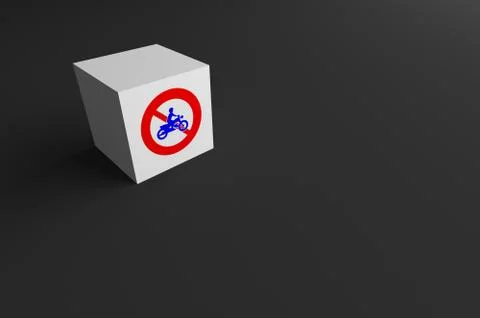 3D RENDERING OF ROAD SIGN ON WHITE CUBE Stock Illustration