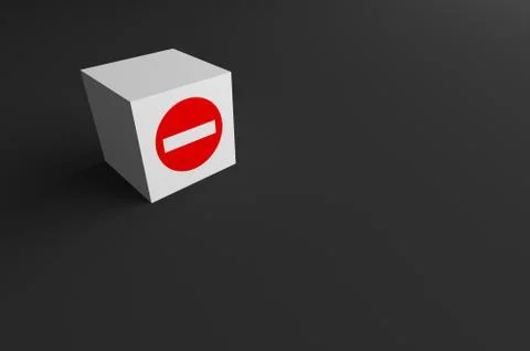 3D RENDERING OF ROAD SIGN ON WHITE CUBE Stock Illustration