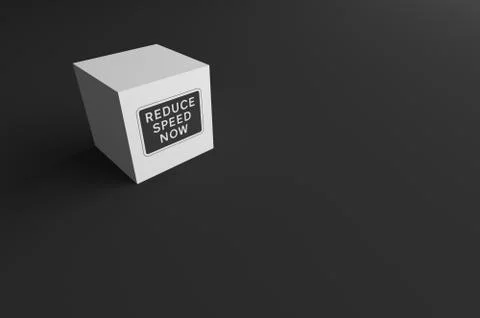 3D RENDERING OF ROAD SIGN ON WHITE CUBE Ilustração Stock