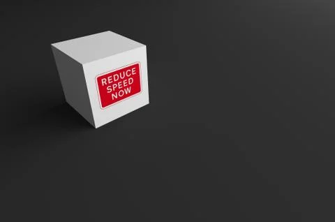 3D RENDERING OF ROAD SIGN ON WHITE CUBE Ilustração Stock