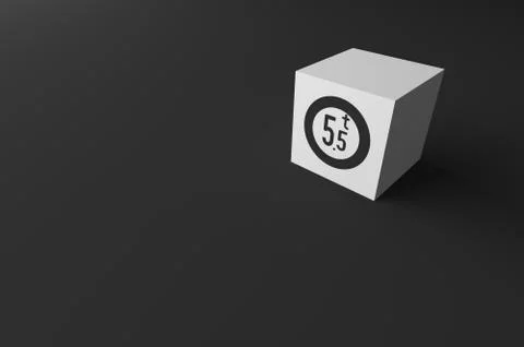 3D RENDERING OF ROAD SIGN ON WHITE CUBE Stock Illustration