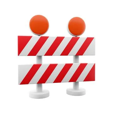 3d rendering roadblock with red stripes. Under construction, warning barrier. 3D Stock Illustration