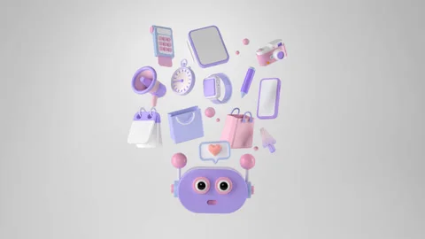 3d rendering of robot and Online shopping. Stock Footage 148471638