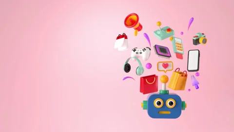3d rendering of robot and Online shopping. Stock Footage 148471655