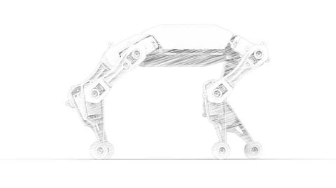 3D rendering of a robot animal sketch like style isolated on white background Stock Illustration