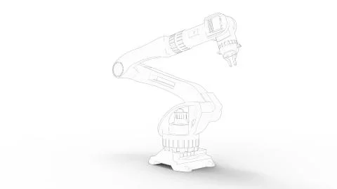 3D rendering of a robot arm isolated in white studio background Stock Illustration