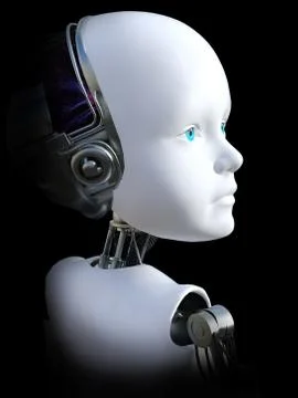 3D rendering of a robot child head. Stock Illustration