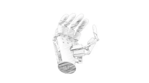 3d rendering of a robot hand isolated in white studio background Stock Illustration