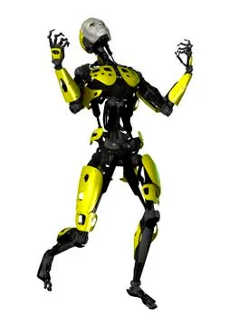 3D Rendering Robot on White Stock Illustration