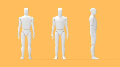 3D rendering of a robotic mannequin crash test dummy, silhouette of a person Ilustração Stock