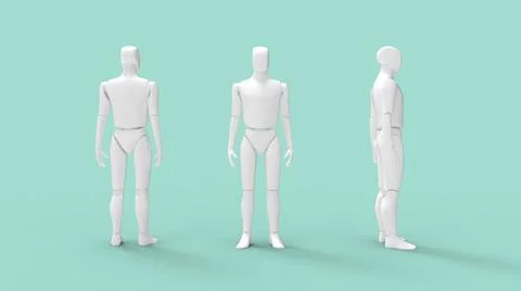 3D rendering of a robotic mannequin crash test dummy, silhouette of a person Ilustração Stock