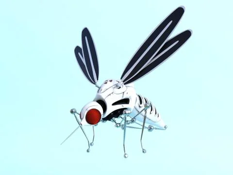 3D rendering of a robotic mosquito. Illustrazione stock