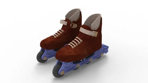 3D rendering of rollerskates skating inline four wheels sports Stock Illustration