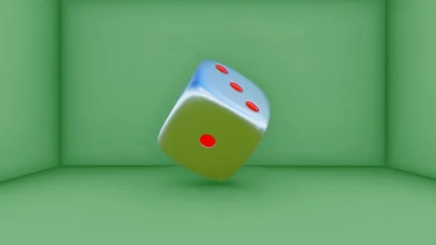 3d rendering of rolling silver dice for casino or gambling concept Stock Footage 265528048