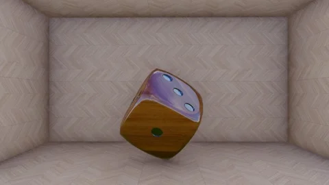 3d rendering of rolling wooden dice for casino or gambling concept Stock Footage 265528221