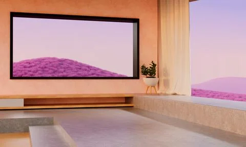 3d rendering of room and podium. Stock Illustration