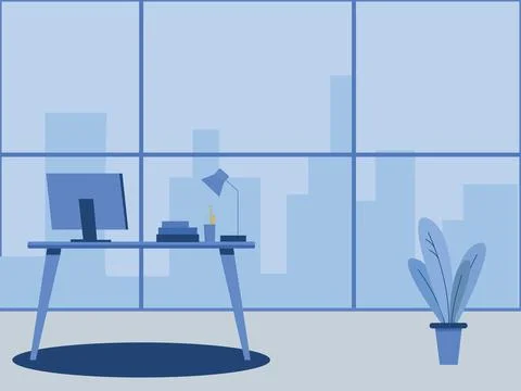 3d rendering of a room with beautiful interior, computer on the table and a Stock Illustration