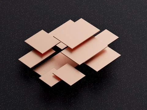 3D rendering of rose gold squares and rectangles - clean product pedestal or pod Stock Illustration