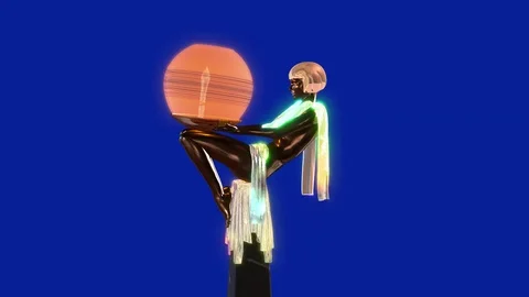 3d rendering of the rotation of a female statuette with a lamp. Stock Footage 116179017