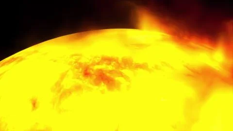 3D rendering of the rotation of the sun with solar flares. Computer generated 스톡 일러스트