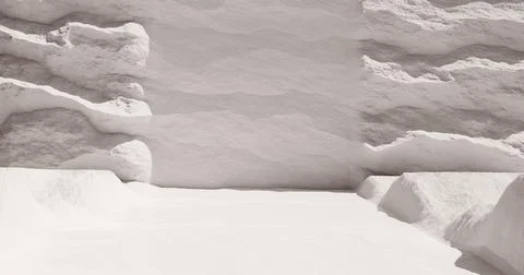 3d rendering. Rough white stone or marble studio with white lighting Stock Illustration