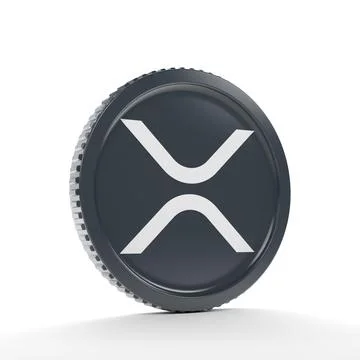 3d rendering of a round coin with the logo of the cryptocurrency Ripple. Stock Illustration