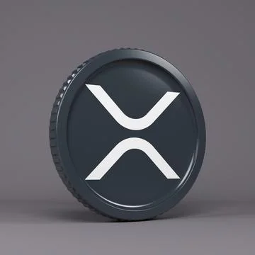 3d rendering of a round coin with the logo of the cryptocurrency Ripple. Stock Illustration