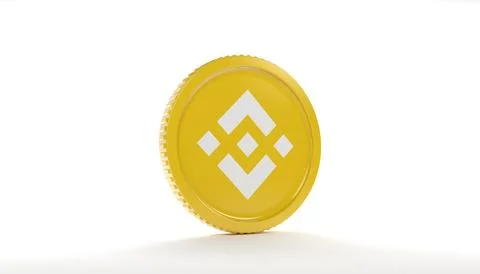 3d rendering of a round coin with the logo of the cryptocurrency Binance. Stock Illustration