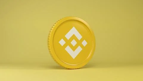 3d rendering of a round coin with the logo of the cryptocurrency Binance. Stock Illustration