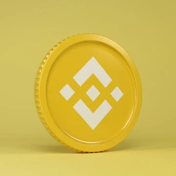3d rendering of a round coin with the logo of the cryptocurrency Binance. Stock Illustration