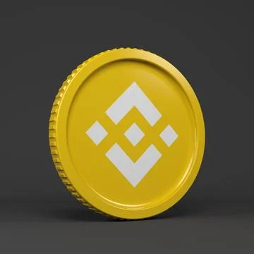 3d rendering of a round coin with the logo of the cryptocurrency Binance. Stock Illustration