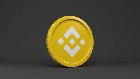 3d rendering of a round coin with the logo of the cryptocurrency Binance. Stock Illustration
