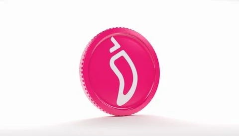 3d rendering of a round coin with the logo of the cryptocurrency Chiliz. Stock Illustration