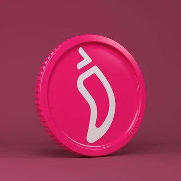 3d rendering of a round coin with the logo of the cryptocurrency Chiliz. Stock Illustration