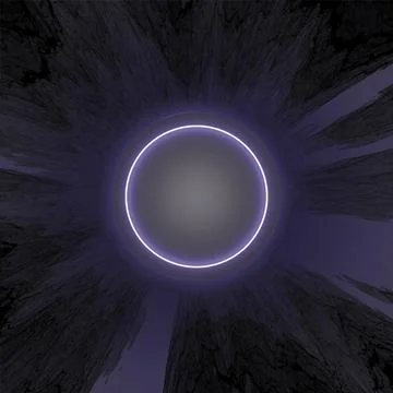 3d rendering. Round neon frame in the rock. Background for your design. Graph Stock Illustration